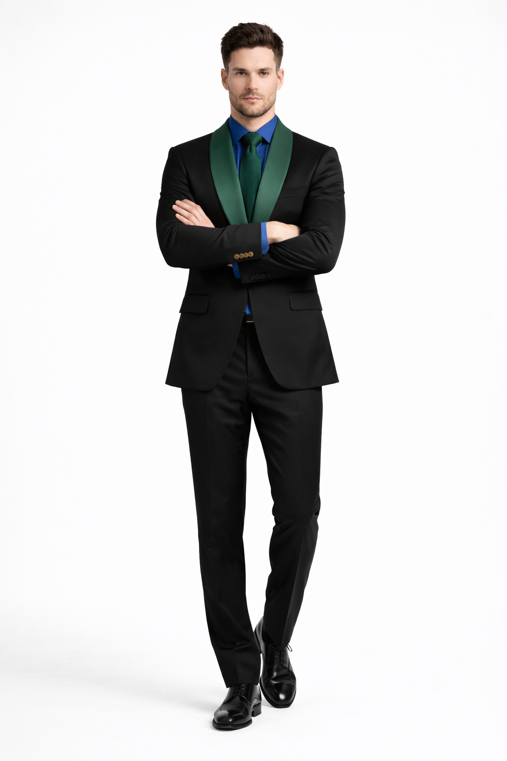 Men’s Modern-Fit Suit – Shawl Lapel Formal Wedding Blazer