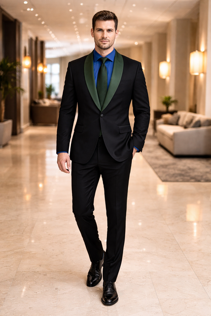 Men’s Modern-Fit Suit – Shawl Lapel Formal Wedding Blazer