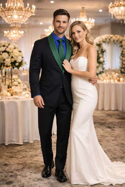 Men’s Modern-Fit Suit – Shawl Lapel Formal Wedding Blazer