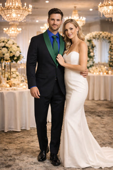 Men’s Modern-Fit Suit – Shawl Lapel Formal Wedding Blazer
