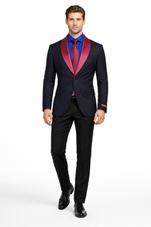 Men’s Modern-Fit Suit – Shawl Lapel Formal Wedding Blazer