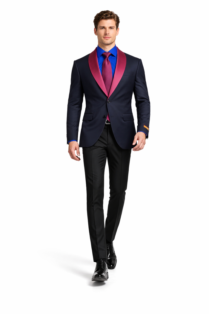 Men’s Modern-Fit Suit – Shawl Lapel Formal Wedding Blazer