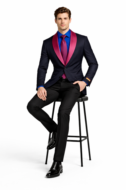 Men’s Modern-Fit Suit – Shawl Lapel Formal Wedding Blazer