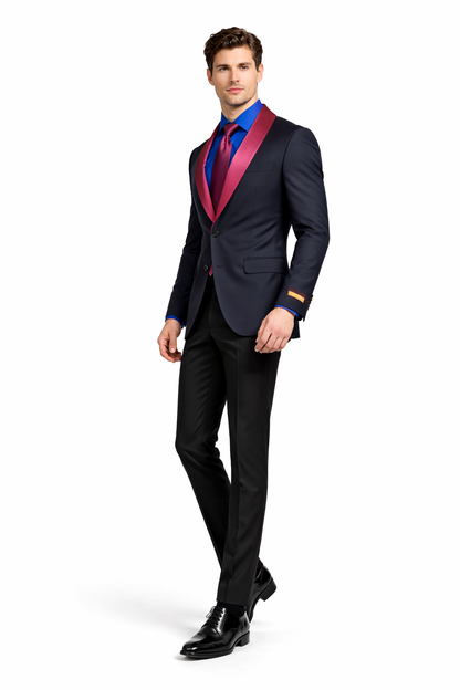 Men’s Modern-Fit Suit – Shawl Lapel Formal Wedding Blazer
