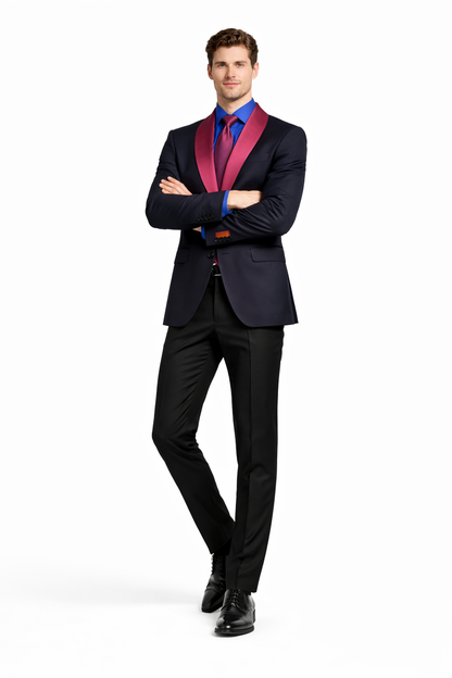 Men’s Modern-Fit Suit – Shawl Lapel Formal Wedding Blazer