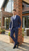 Men’s Navy Blue Windowpane Check Three Piece Suit – Modern Plaid Formal Vested Suit