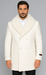 Men’s Off White Double-Breasted Peacoat Overcoat with Faux Fur Shawl Collar – Alberto Nardoni Wool Collection