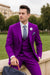 Men’s Purple Peak Lapel Suit – 2-Button Jacket with Double Breasted Vest