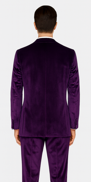Men’s Royal Purple Velvet Suit – 2-Piece Slim Fit Tuxedo Style Formalwear by Tazzio