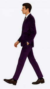 Men’s Royal Purple Velvet Suit – 2-Piece Slim Fit Tuxedo Style Formalwear by Tazzio