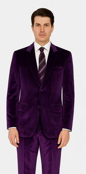 Men’s Royal Purple Velvet Suit – 2-Piece Slim Fit Tuxedo Style Formalwear by Tazzio