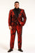 Men’s Red Sequin Tuxedo Suit with Black Lapel – Luxury Slim Fit Blazer and Pants Set Matching