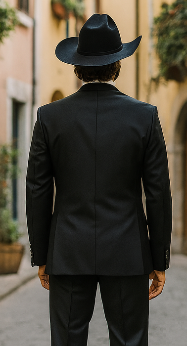 Men's Slim Fit Trimmed Two Tone Blazer/affordable suits online sale/Tuxedo - Black
