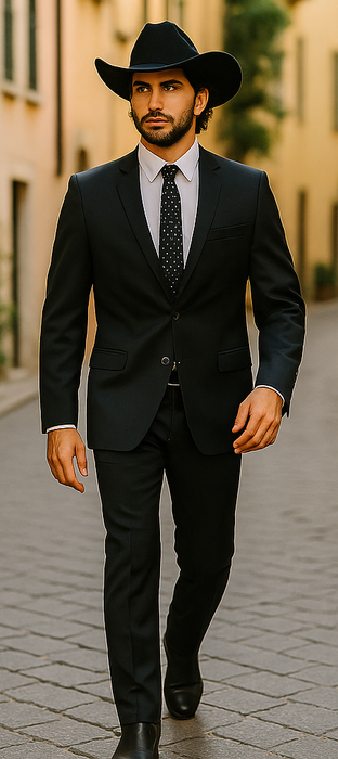 Men's Slim Fit Trimmed Two Tone Blazer/affordable suits online sale/Tuxedo - Black
