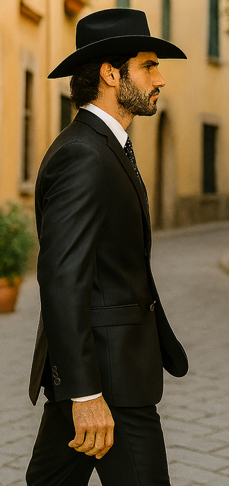 Men's Slim Fit Trimmed Two Tone Blazer/affordable suits online sale/Tuxedo - Black
