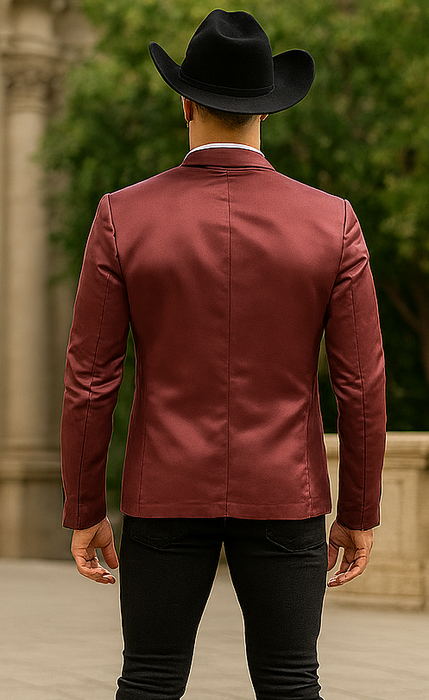 Men's Slim Fit Western Blazer Sport Coats Burgundy Sacos Vaqueros Para Hombre