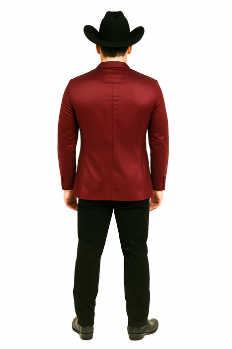 Men's Slim Fit Western Blazer Sport Coats Burgundy Sacos Vaqueros Para Hombre