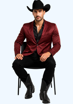 Men's Slim Fit Western Blazer Sport Coats Burgundy Sacos Vaqueros Para Hombre - Image 4