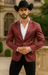 Men's Slim Fit Western Blazer Sport Coats Burgundy Sacos Vaqueros Para Hombre