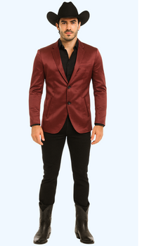 Men's Slim Fit Western Blazer Sport Coats Burgundy Sacos Vaqueros Para Hombre