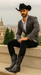 Men's Slim Fit Western Blazer Sport Coats Charcoal Sacos Vaqueros Para Hombre