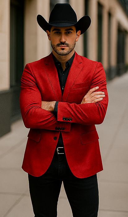 Men's Slim Fit Western Blazer Sport Coats Red Sacos Vaqueros Para Hombre