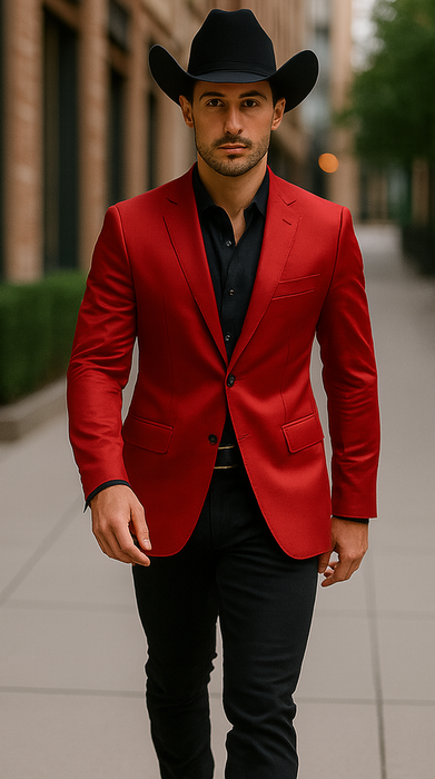 Men's Slim Fit Western Blazer Sport Coats Red Sacos Vaqueros Para Hombre