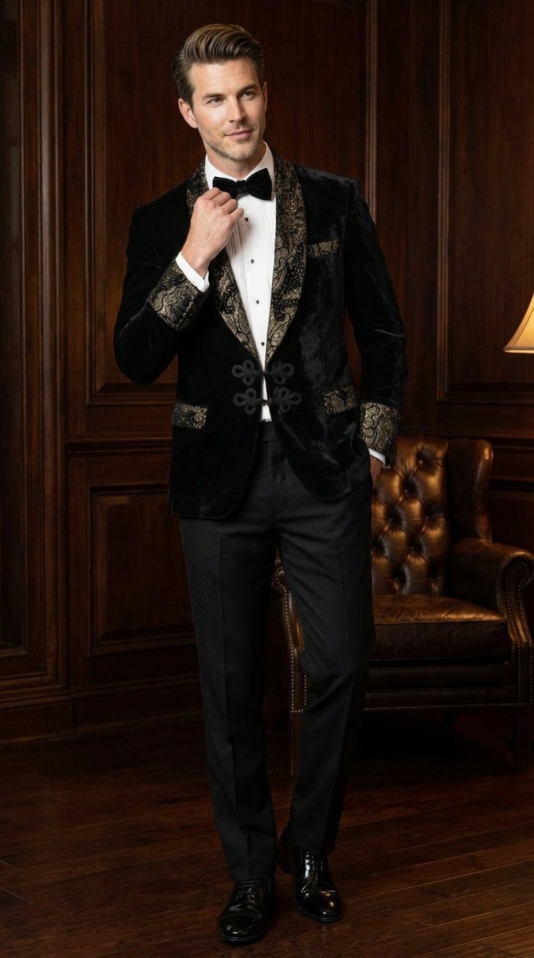 men-s-smoking-jacket-black-and-gold-embroidered-tuxedo