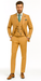 Men’s Stylish Plaid Wedding Suit – Yellow 3-Piece Ensemble