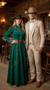 Men’s Tan Cowboy Three Piece Suit – Western Style Wedding and Formal Vested Suit