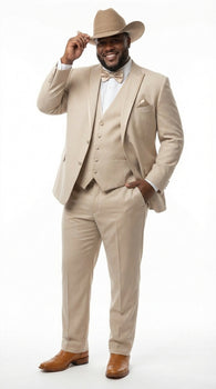 Men’s Tan Cowboy Three Piece Suit – Western Style Wedding and Formal Vested Suit