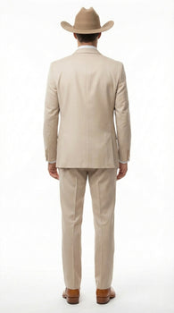 Men’s Tan Cowboy Three Piece Suit – Western Style Wedding and Formal Vested Suit