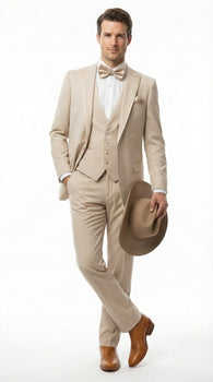Men’s Tan Cowboy Three Piece Suit – Western Style Wedding and Formal Vested Suit