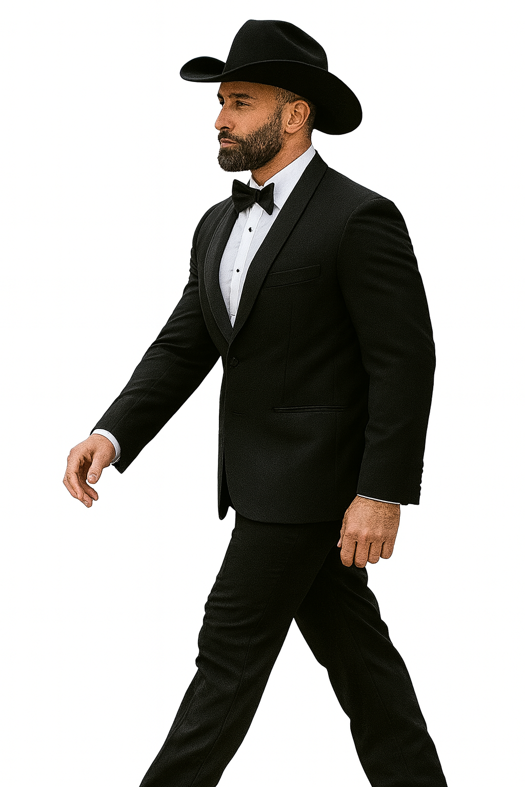 Men's Two Toned Full Lapel Shawl Black Tuxedo wool Fabric Suits - Image 3