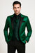 Men Shiny Satin Wedding Suits 2 Pieces Emerald Green Tuxedos Jacket + Pants + Bowtie - Slim Fitted