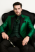Men Shiny Satin Wedding Suits 2 Pieces Emerald Green Tuxedos Jacket + Pants + Bowtie - Slim Fitted