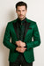 Men Shiny Satin Wedding Suits 2 Pieces Emerald Green Tuxedos Jacket + Pants + Bowtie - Slim Fitted