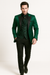 Men Shiny Satin Wedding Suits 2 Pieces Emerald Green Tuxedos Jacket + Pants + Bowtie - Slim Fitted