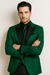 Men Shiny Satin Wedding Suits 2 Pieces Emerald Green Tuxedos Jacket + Pants + Bowtie - Slim Fitted