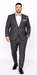 Men’s Slim Fit Charcoal Plaid Suit by Rossiman Rossi – 1-Button Jacket & Tapered Pants