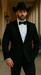 Men's Two Toned Full Lapels Shawl Black Tuxedo wool Fabric Suit