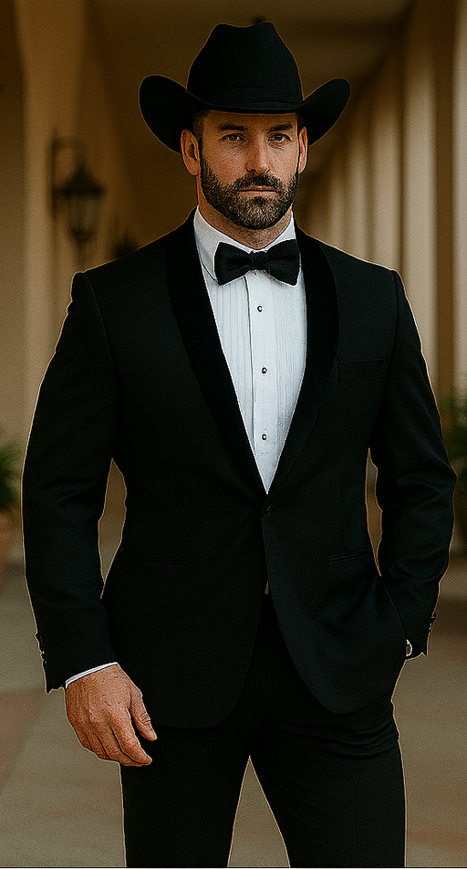 Men's Two Toned Full Lapels Shawl Black Tuxedo wool Fabric Suit