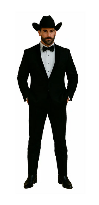 Men Two Toned Full Lapel Shawl Black Tuxedos wool Fabric Suits