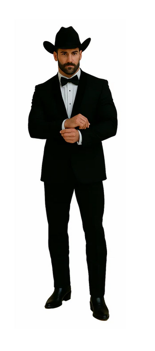 Men Two Toned Full Lapel Shawl Black Tuxedos wool Fabric Suits