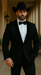 Men Two Toned Full Lapel Shawl Black Tuxedos wool Fabric Suits