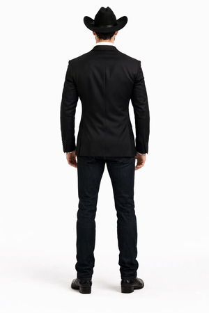 Men Two Toned Full Lapel Shawl Black Tuxedos wool Fabric Suits