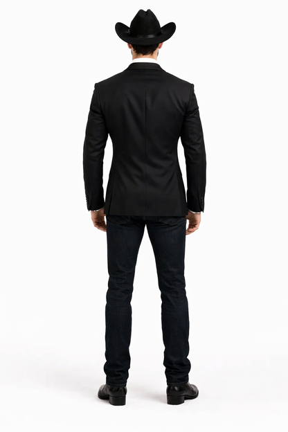 Men Two Toned Full Lapel Shawl Black Tuxedos wool Fabric Suits