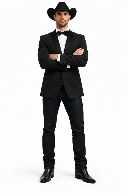 Men Two Toned Full Lapel Shawl Black Tuxedos wool Fabric Suits