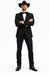 Men Two Toned Full Lapel Shawl Black Tuxedos wool Fabric Suits