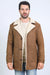 Mens Western Cowboy Long Coat – Brown Faux Suede Frontier Style Jacket
